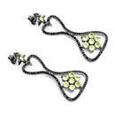 6.93 Carat Genuine Peridot and Black Spinel .925 Sterling Silver Earrings-3
