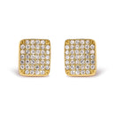 14K Yellow Gold 1/2 Cttw Diamond Square Shaped Composite Cluster Stud  Earrings (I-J Color, I1-I2 Clarity)-1