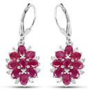 4.30 Carat Genuine Ruby and White Zircon .925 Sterling Silver Earrings-1