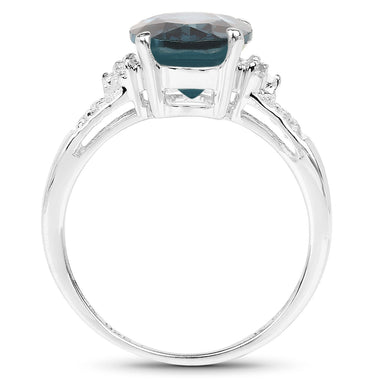 2.64 Carat Genuine London Blue Topaz and White Topaz .925 Sterling Silver Ring - 0