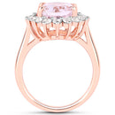 5.56 Carat Genuine Kunzite and White Topaz .925 Sterling Silver Ring-2