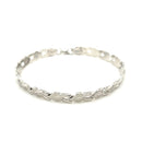 14k White Gold Heart Shape Textured Bracelet-2
