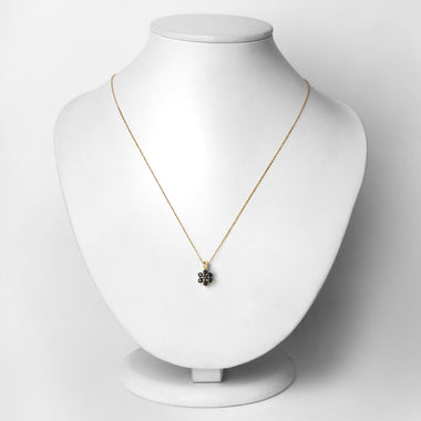 0.43 Carat Genuine Blue Sapphire and White Diamond 10K Yellow Gold Pendant - 0