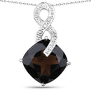 12.36 Carat Genuine Smoky Quartz and White Topaz .925 Sterling Silver Pendant-1