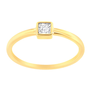 14K Yellow Gold Plated .925 Sterling Silver 1/20 cttw Miracle Set Diamond Promise Ring (J-K Color, I1-I2 Clarity) - Size 6 - 0