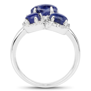 2.28 Carat Genuine Blue Aventurine And White Topaz .925 Sterling Silver Ring - 0