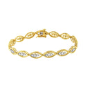 10K Yellow Gold Plated .925 Sterling Silver 1 cttw Prong Set Round-Cut Diamond Link Bracelet (J-K Color, I1-I2 Clarity) - 7.25"-3