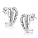 .925 Sterling Silver Pave-Set Diamond Accent Horseshoe Hoop Earring (I-J Color, I1-I2 Clarity)-3