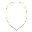 14K Yellow and White Gold 2.0 Cttw Princess Cut Diamond Flared and X-Station V Shaped 18â€ Franco Chain Statement Necklace (H-I Color, SI2-I1 Clarity)-2