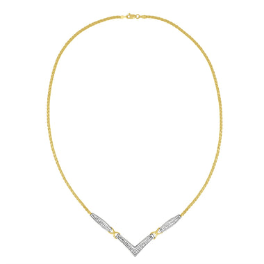 14K Yellow and White Gold 2.0 Cttw Princess Cut Diamond Flared and X-Station V Shaped 18â€ Franco Chain Statement Necklace (H-I Color, SI2-I1 Clarity) - 0