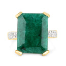 7.64 Carat Dyed Emerald and White Diamond .925 Sterling Silver Ring-3