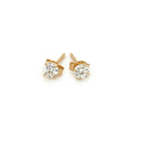 14k Yellow Gold Stud Earrings with White Hue Faceted Cubic Zirconia-2