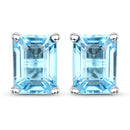 3.20 Carat Genuine Swiss Blue Topaz .925 Sterling Silver Earrings-1