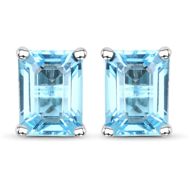 3.20 Carat Genuine Swiss Blue Topaz .925 Sterling Silver Earrings