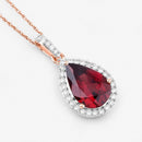 3.29 Carat Genuine Rhodolite and White Diamond 14K Rose Gold Pendant-3