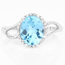 3.29 Carat Genuine Swiss Blue Topaz and White Diamond 10K White Gold Ring-3