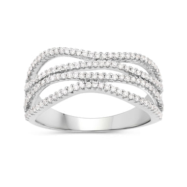 0.46 Carat Genuine White Diamond 14K White Gold Ring (F-G Color, SI Clarity) - 0