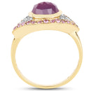 14K Yellow Gold Plated 3.02 Carat Genuine Pink Sapphire and White Topaz .925 Sterling Silver Ring-2
