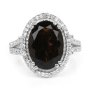 5.80 Carat Genuine Smoky Quartz & White Topaz .925 Sterling Silver Ring-3