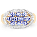 14K Yellow Gold Plated 1.70 Carat Genuine Tanzanite .925 Sterling Silver Ring-3