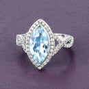 2.24 Carat Genuine Aquamarine and White Diamond 14K White Gold Ring-2