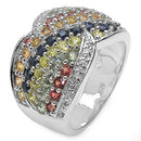 3.07 Carat Genuine Multi Sapphire .925 Sterling Silver Ring-2