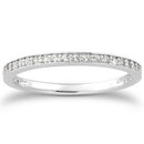 14k White Gold Micro-pave Diamond Wedding Ring Band Set 3/4 Around-1