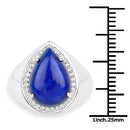 5.52 Carat Genuine Lapis and White Zircon .925 Sterling Silver Ring-4