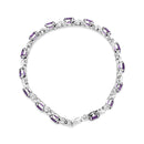 .925 Sterling Silver 7x5mm Oval Amethyst and Diamond Accent X-Link Bracelet (H-I Color, SI1-SI2 Clarity)  - Size 7"-3