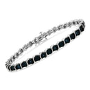 .925 Sterling Silver 1/10 Cttw Miracle-Set Treated Blue Color Diamond Miracle Plate "S" Link Tennis Bracelet (Blue Color, I2- I3 Clarity) - 7.25"-2