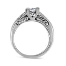 14K White Gold 1 1/4 Cttw Princess Cut Diamond Channel Set Engagement Ring (H-I Color, SI1-SI2 Clarity) - Ring Size 7-4