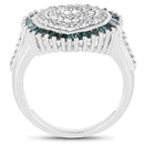 0.74 Carat Genuine White Diamond and Green Diamond .925 Sterling Silver Ring-2