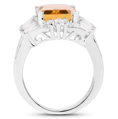 9.13 Carat Genuine Citrine & White Topaz .925 Sterling Silver Ring - 0