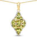 14K Yellow Gold Plated 4.02 Carat Genuine Peridot & White Topaz .925 Sterling Silver Pendant-1
