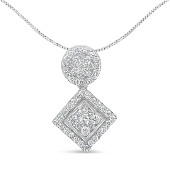 14K White Gold 1 cttw Diamond Pendant Necklace (H-I, I1-I2)