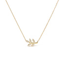 10K Yellow Gold 1/10 Cttw Diamond Leaf and Branch 18" Pendant Necklace (H-I Color, I1-I2 Clarity)-1