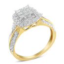10K Yellow Gold 1.0 Cttw Diamond Composite Cushion-Shape Halo 3-Band-Look Engagement Ring (H-I Color, SI1-SI2 Clarity) - Size 6-1/4-1