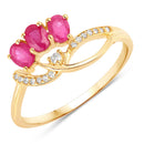 0.71 Carat Genuine Ruby and White Diamond 14K Yellow Gold Ring-1