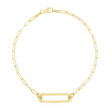 14k Yellow Gold High Polish Open Straight Paperclip Bracelet - 0
