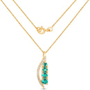 0.34 Carat Genuine Zambian Emerald and White Diamond 14K Yellow Gold Pendant-2