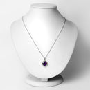 3.20 Carat Genuine Amethyst and White Diamond 18K Yellow Gold with .925 Sterling Silver Pendant-2
