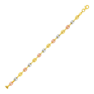 14k Tri Color Gold Mariner Link Bracelet - 0