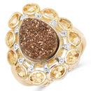5.14 Carat Genuine Bronze Drusy and Citrine .925 Sterling Silver Ring-1