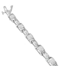 14K White Gold 1.0 Cttw Invisible Set Princess Diamond Alternating Link Tennis Bracelet (I-J Color, I1-I2 Clarity) - 7.25"-3