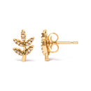 10K Yellow Gold 1/10 Cttw Diamond Accented Leaf and Branch Stud Earrings (H-I Color, I1-I2 Clarity)-3