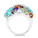 4.03 Carat Genuine Multi Stones .925 Sterling Silver Ring-2