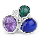 11.23 Carat Genuine Malachite, Charolite And Lapis .925 Sterling Silver Ring-3
