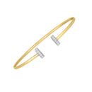 14k Two Tone Gold Diamond Tee Bar Bangle (2.00 mm)-1
