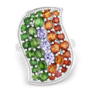 4.18 Carat Genuine Multi Stones .925 Sterling Silver Ring-3