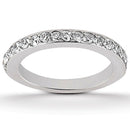 14k White Gold Pave Diamond Wedding Ring Band Set 1/2 Around-1